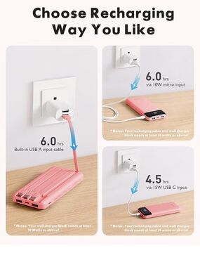 Portable Power Bank Charger - Pink